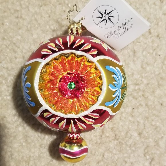 RARE VINTAGE CHRISTOPHER RADKO SUNRISE SERENADE DOUBLE REFLECTOR INDENT ORNAMENT - Picture 11 of 11